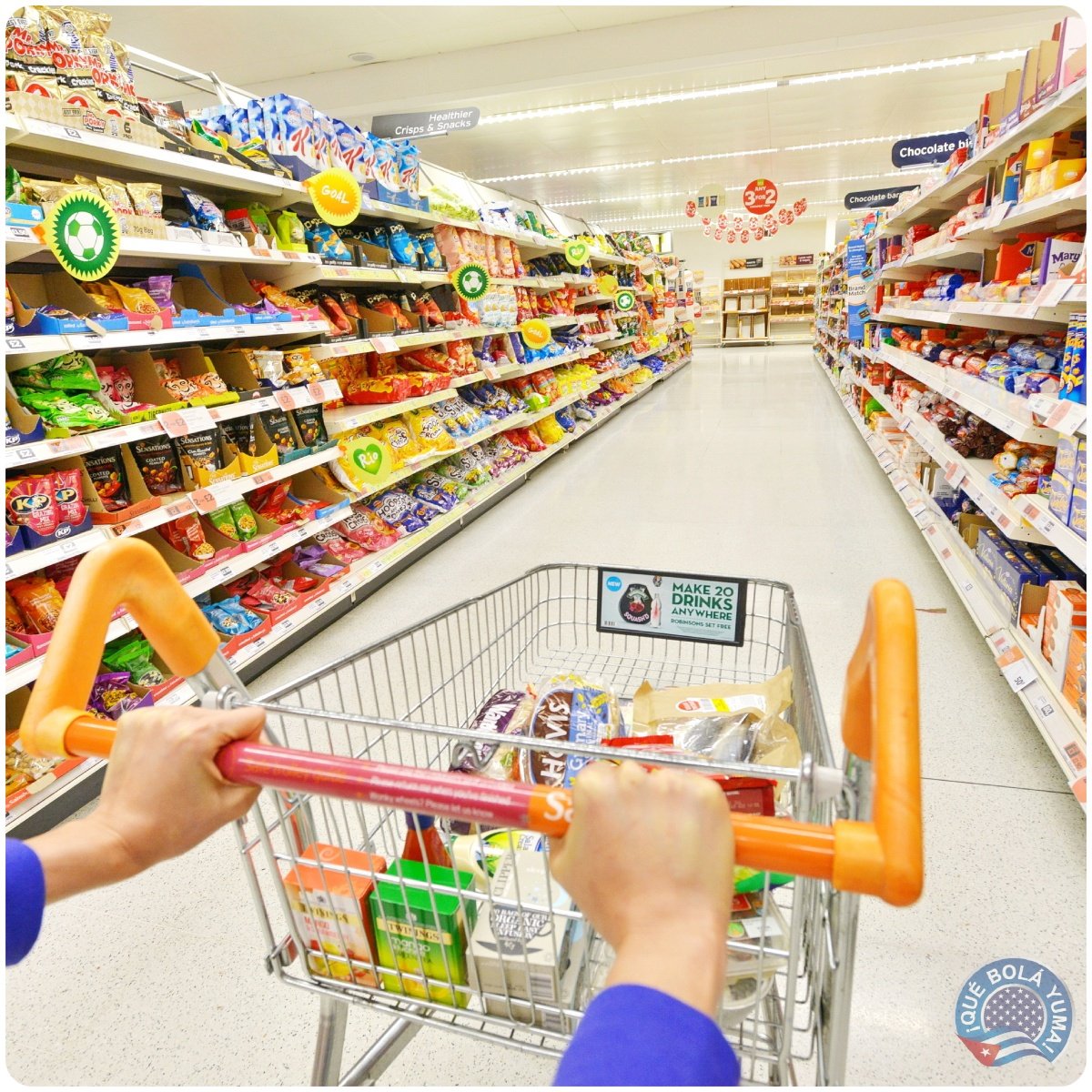 Compras planificadas en el supermercado.