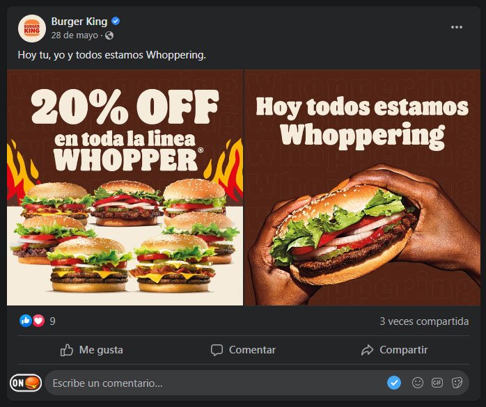 Promoción de whoopers en Burger King